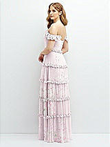 Alt View 3 Thumbnail - Watercolor Print Tiered Chiffon Maxi A-line Dress with Convertible Ruffle Straps