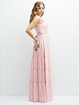 Side View Thumbnail - Ballet Pink Modern Regency Chiffon Tiered Maxi Dress with Tie-Back