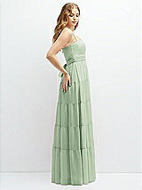 Side View Thumbnail - Celadon Modern Regency Chiffon Tiered Maxi Dress with Tie-Back