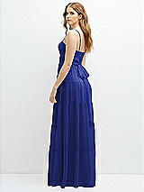 Rear View Thumbnail - Cobalt Blue Modern Regency Chiffon Tiered Maxi Dress with Tie-Back