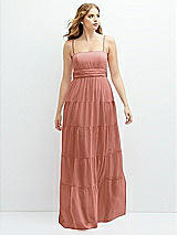 Front View Thumbnail - Desert Rose Modern Regency Chiffon Tiered Maxi Dress with Tie-Back