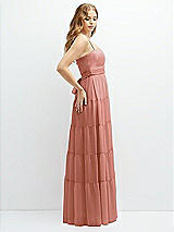 Side View Thumbnail - Desert Rose Modern Regency Chiffon Tiered Maxi Dress with Tie-Back