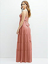 Rear View Thumbnail - Desert Rose Modern Regency Chiffon Tiered Maxi Dress with Tie-Back
