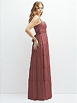 Side View Thumbnail - English Rose Modern Regency Chiffon Tiered Maxi Dress with Tie-Back