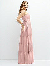 Side View Thumbnail - Rose - PANTONE Rose Quartz Modern Regency Chiffon Tiered Maxi Dress with Tie-Back