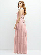 Rear View Thumbnail - Rose - PANTONE Rose Quartz Modern Regency Chiffon Tiered Maxi Dress with Tie-Back