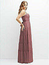 Side View Thumbnail - Rosewood Modern Regency Chiffon Tiered Maxi Dress with Tie-Back