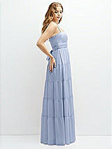 Side View Thumbnail - Sky Blue Modern Regency Chiffon Tiered Maxi Dress with Tie-Back