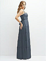 Side View Thumbnail - Silverstone Modern Regency Chiffon Tiered Maxi Dress with Tie-Back