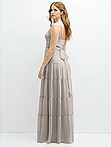 Rear View Thumbnail - Taupe Modern Regency Chiffon Tiered Maxi Dress with Tie-Back
