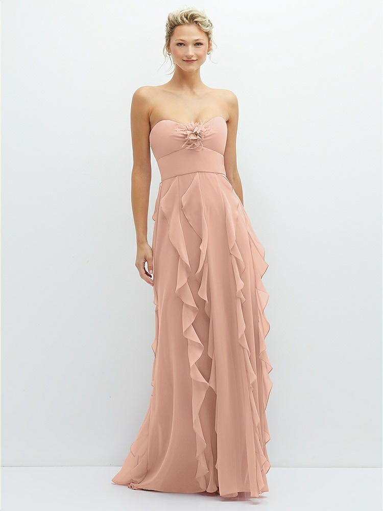 Strapless chiffon bridesmaid clearance dress with swag skirt