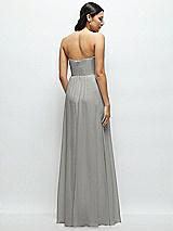Rear View Thumbnail - Chelsea Gray Strapless Chiffon Maxi Dress with Oversized Bow Bodice