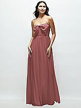 Front View Thumbnail - English Rose Strapless Chiffon Maxi Dress with Oversized Bow Bodice