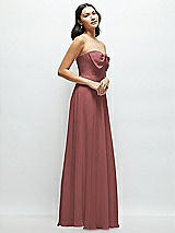 Side View Thumbnail - English Rose Strapless Chiffon Maxi Dress with Oversized Bow Bodice