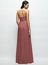 Rear View Thumbnail - English Rose Strapless Chiffon Maxi Dress with Oversized Bow Bodice