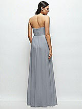 Rear View Thumbnail - Platinum Strapless Chiffon Maxi Dress with Oversized Bow Bodice