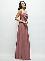 Side View Thumbnail - Rosewood Strapless Chiffon Maxi Dress with Oversized Bow Bodice