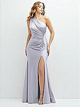 Front View Thumbnail - Silver Dove Asymmetrical Open-Back One-Shoulder Stretch Satin Mermaid Dress
