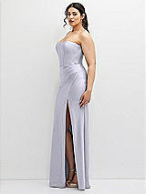 Side View Thumbnail - Silver Dove Strapless Stretch Satin Corset Dress with Draped Column Skirt