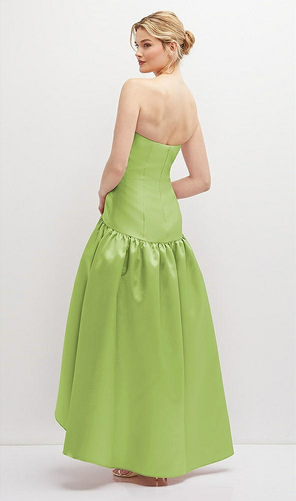 Back View - Mojito Strapless Fitted Satin High Low Dress with Shirred Ballgown Skirt