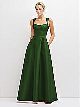 Front View Thumbnail - Celtic Lace-Up Back Bustier Satin Dress with Full Skirt and Pockets