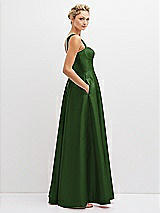 Side View Thumbnail - Celtic Lace-Up Back Bustier Satin Dress with Full Skirt and Pockets