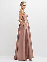 Side View Thumbnail - Neu Nude Lace-Up Back Bustier Satin Dress with Full Skirt and Pockets