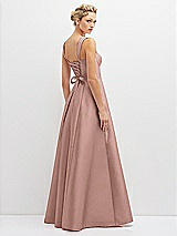 Rear View Thumbnail - Neu Nude Lace-Up Back Bustier Satin Dress with Full Skirt and Pockets