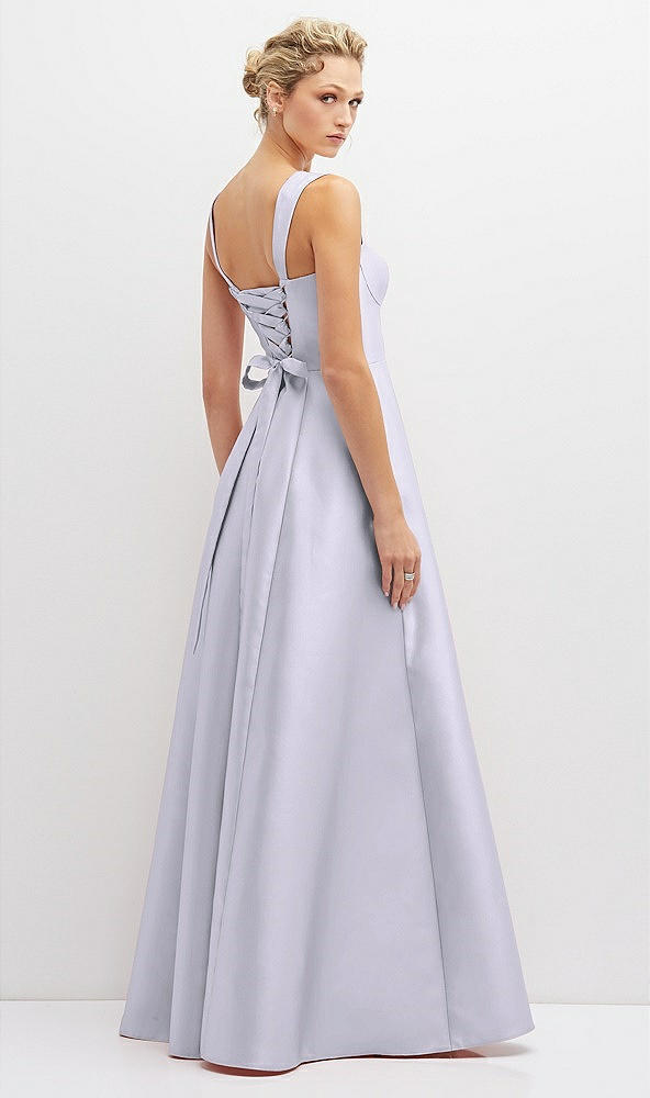 Back View - Silver Dove Lace-Up Back Bustier Satin Dress with Full Skirt and Pockets