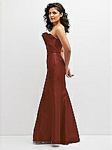 Side View Thumbnail - Auburn Moon Strapless Satin Fit and Flare Dress with Crumb-Catcher Bodice