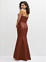 Rear View Thumbnail - Auburn Moon Strapless Satin Fit and Flare Dress with Crumb-Catcher Bodice