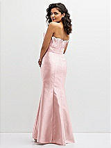 Rear View Thumbnail - Ballet Pink Strapless Satin Fit and Flare Dress with Crumb-Catcher Bodice