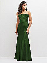 Front View Thumbnail - Celtic Strapless Satin Fit and Flare Dress with Crumb-Catcher Bodice