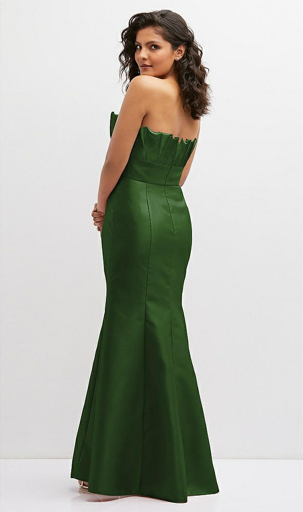 Back View - Celtic Strapless Satin Fit and Flare Dress with Crumb-Catcher Bodice