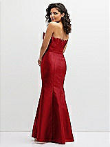 Rear View Thumbnail - Garnet Strapless Satin Fit and Flare Dress with Crumb-Catcher Bodice