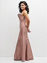 Side View Thumbnail - Neu Nude Strapless Satin Fit and Flare Dress with Crumb-Catcher Bodice