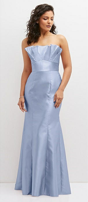 Sky Blue Strapless Ball Gown Bridesmaid Dresses For Sale TCDFD7891