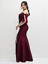Side View Thumbnail - Cabernet Off-the-Shoulder Bow Satin Corset Dress with Fit and Flare Skirt