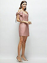 Side View Thumbnail - Neu Nude Satin Off-the-Shoulder Bow Corset Fit and Flare Mini Dress