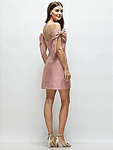 Rear View Thumbnail - Neu Nude Satin Off-the-Shoulder Bow Corset Fit and Flare Mini Dress