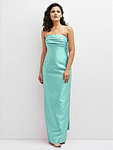 Front View Thumbnail - Coastal Strapless Draped Bodice Column Dress with Oversized Bow
