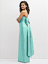 Side View Thumbnail - Coastal Strapless Draped Bodice Column Dress with Oversized Bow