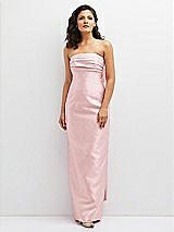 Front View Thumbnail - Ballet Pink Strapless Draped Bodice Column Dress with Oversized Bow