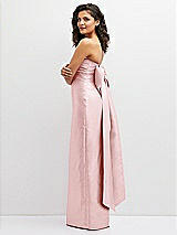 Side View Thumbnail - Ballet Pink Strapless Draped Bodice Column Dress with Oversized Bow