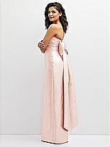 Side View Thumbnail - Blush Strapless Draped Bodice Column Dress with Oversized Bow