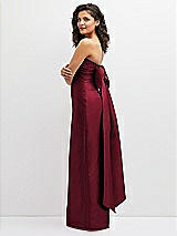 Side View Thumbnail - Burgundy Strapless Draped Bodice Column Dress with Oversized Bow