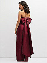 Rear View Thumbnail - Burgundy Strapless Draped Bodice Column Dress with Oversized Bow
