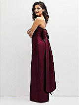 Side View Thumbnail - Cabernet Strapless Draped Bodice Column Dress with Oversized Bow