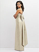 Side View Thumbnail - Champagne Strapless Draped Bodice Column Dress with Oversized Bow