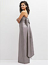 Side View Thumbnail - Cashmere Gray Strapless Draped Bodice Column Dress with Oversized Bow